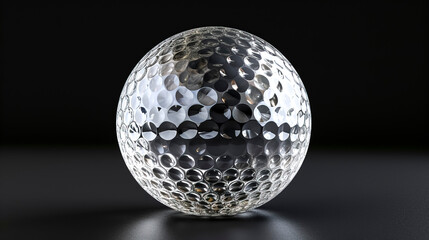 Transparent Crystal Ball with Hexagonal Pattern on Black Background
