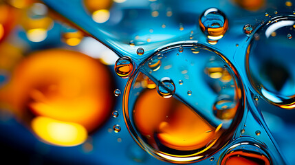 Vibrant Abstract Bubble Network with Blue and Orange Hues