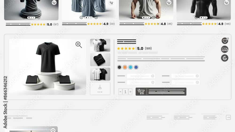 Wall mural online marketplace application and website animation. e-commerce and shopping for clothes products. 