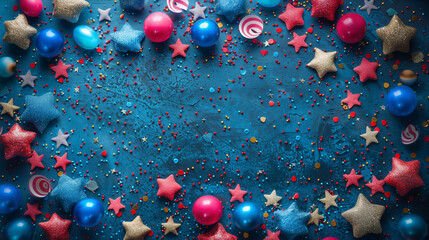 Independance day abstract background with stars and balls