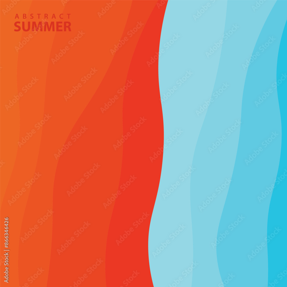 Poster abstract background design with summer color theme, with wavy patterns,abstract summer wave backgrou