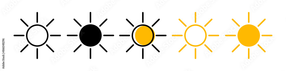 Poster Sun icon set with simple and modern design for intensity of brightness or summer theme