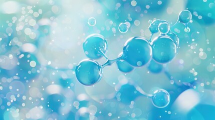 Abstract Blue Molecule with Bokeh Background