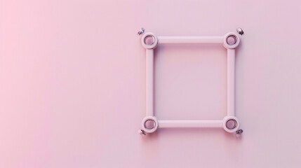 Minimalistic lab tools forming a neat square on a light pink surface.