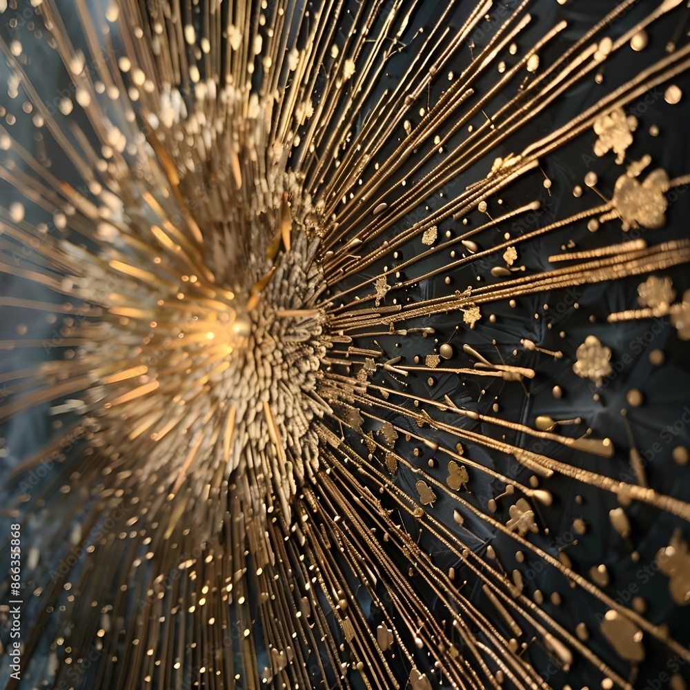 Poster an intense burst of golden light rays creating a stunning visual effect.