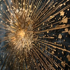 Obraz premium An intense burst of golden light rays creating a stunning visual effect.