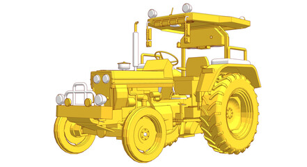 tractor graphic sketch 3d illustration