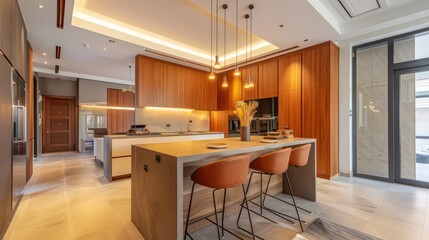 clean modern kitchen interior, luxury apartment