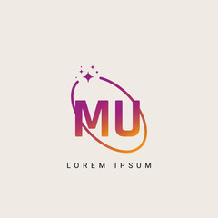 MU UM unique logo vector template illustration