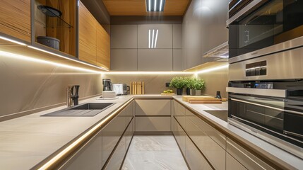 Fototapeta premium clean interior design of modern kitchen, home. different angles, professional photography