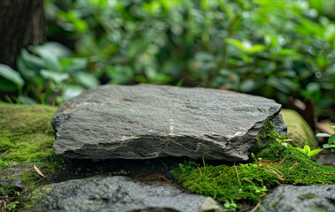 Obraz premium Stone Platform in Lush Greenery