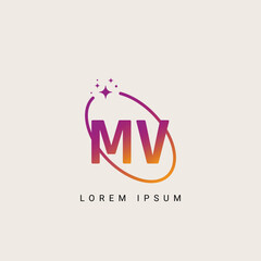 Fototapeta premium MV VM unique logo vector template illustration