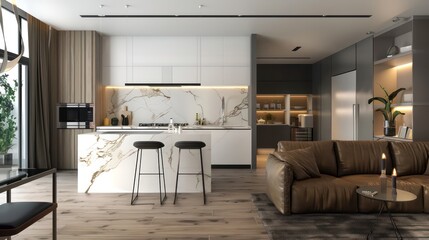 Obraz premium clean interior design of modern kitchen, home. different angles, professional photography
