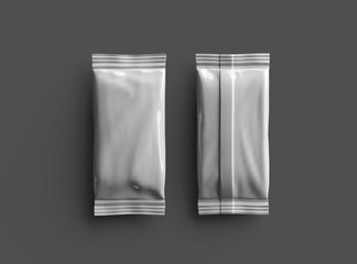 3D rendered mockup template for a glossy generic, sealed ice-cream packaging bag on a transparent background