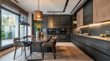 Naklejka premium clean interior design of modern kitchen, home. different angles, professional photography