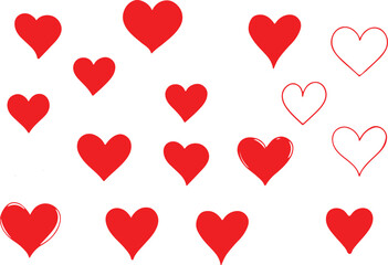Heart, love, romance or valentine's day red heart. Heart vector icons. Artistic red heart icon vector.	 heart vector set

