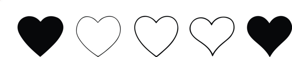 Heart, love, romance or valentine's day red heart. Heart vector icons. Artistic black heart icon vector.	
