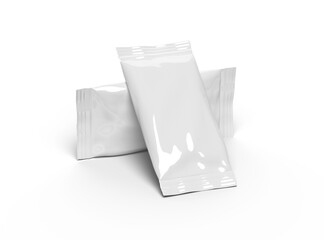 3D render for a glossy generic, sealed ice-cream packaging bag with crimped edges on a transparent background