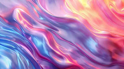 Obraz premium Abstract colorful holographic iridescent liquid background. Vibrant, iridescent, colorful fluid art. Digital art, graphic design, wallpaper, pattern, texture, backdrop, abstract design.