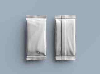 3D rendered mockup template for a glossy generic, sealed ice-cream packaging bag on a light background