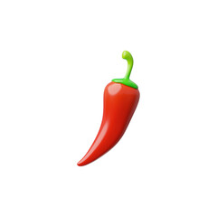 Red hot chili pepper pod 3D vector icon, glossy ripe spicy vegetable, organic condiment ingredient, cayenne pepper food