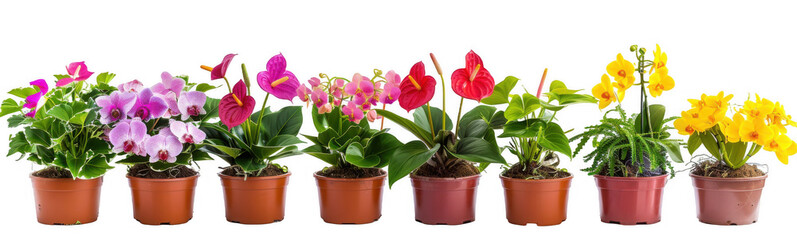 Collection of Potted Plants with Vibrant Flowers