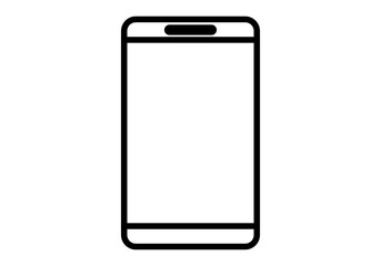 Icono negro de teléfono o smartphone en fondo blanco