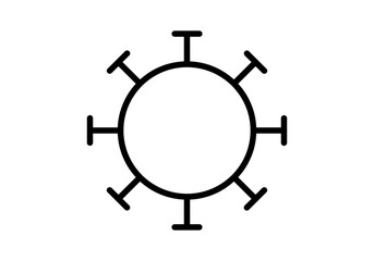 Icono negro de virus de coronavirus en fondo blanco