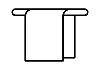 Icono negro de una toalla de baño en fondo blanco