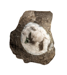 quartz geode  on white, isolated
