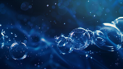 A blue background with many bubbles floating in the air