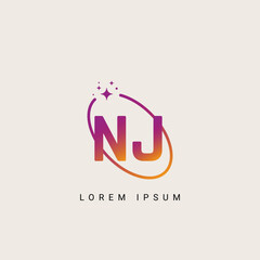 Creative minimal NJ JN letter business logo initial based Monogram icon vector