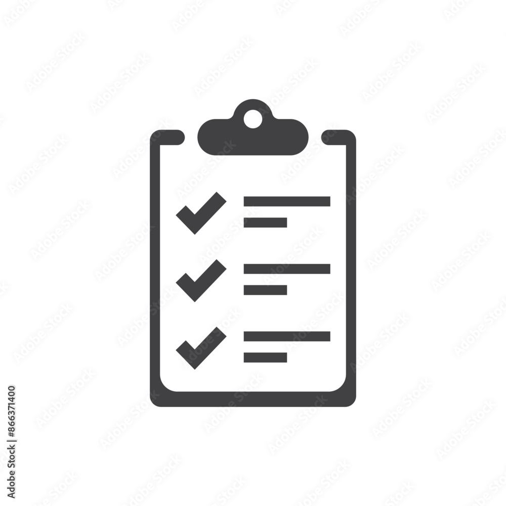 Poster clipboard with checklist icon in flat style. planning and organization of work vector illustration o