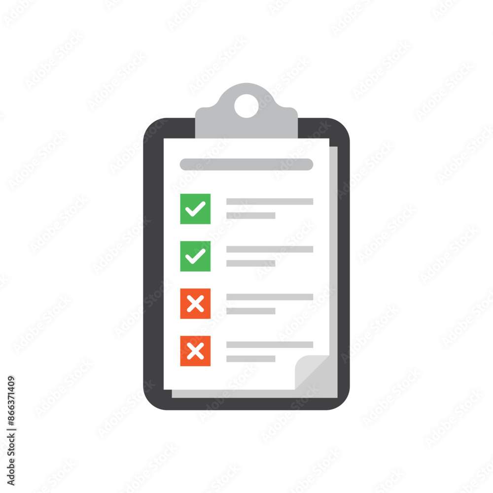 Poster clipboard with checklist icon in flat style. planning and organization of work vector illustration o