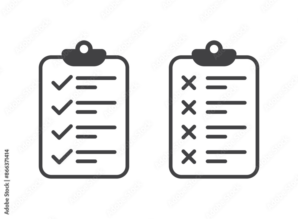 Poster clipboard with checklist icon in flat style. planning and organization of work vector illustration o