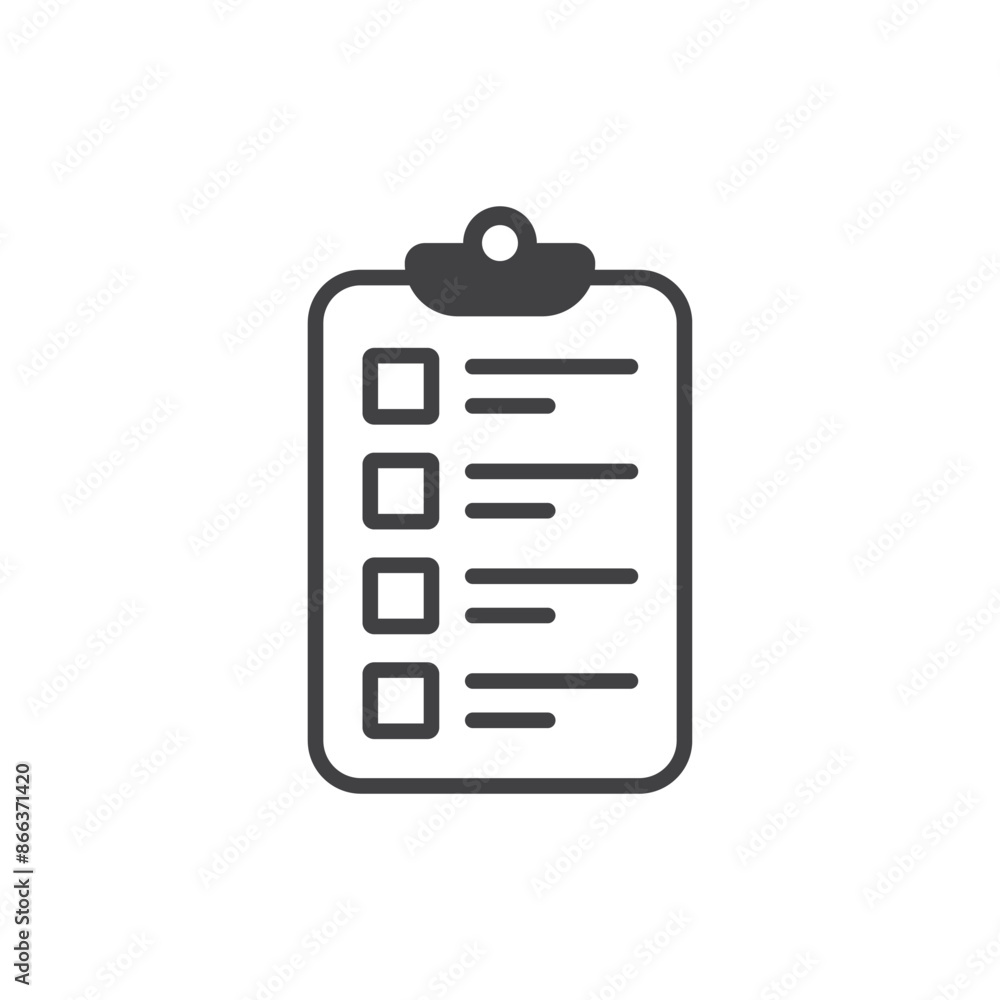 Poster clipboard with checklist icon in flat style. planning and organization of work vector illustration o