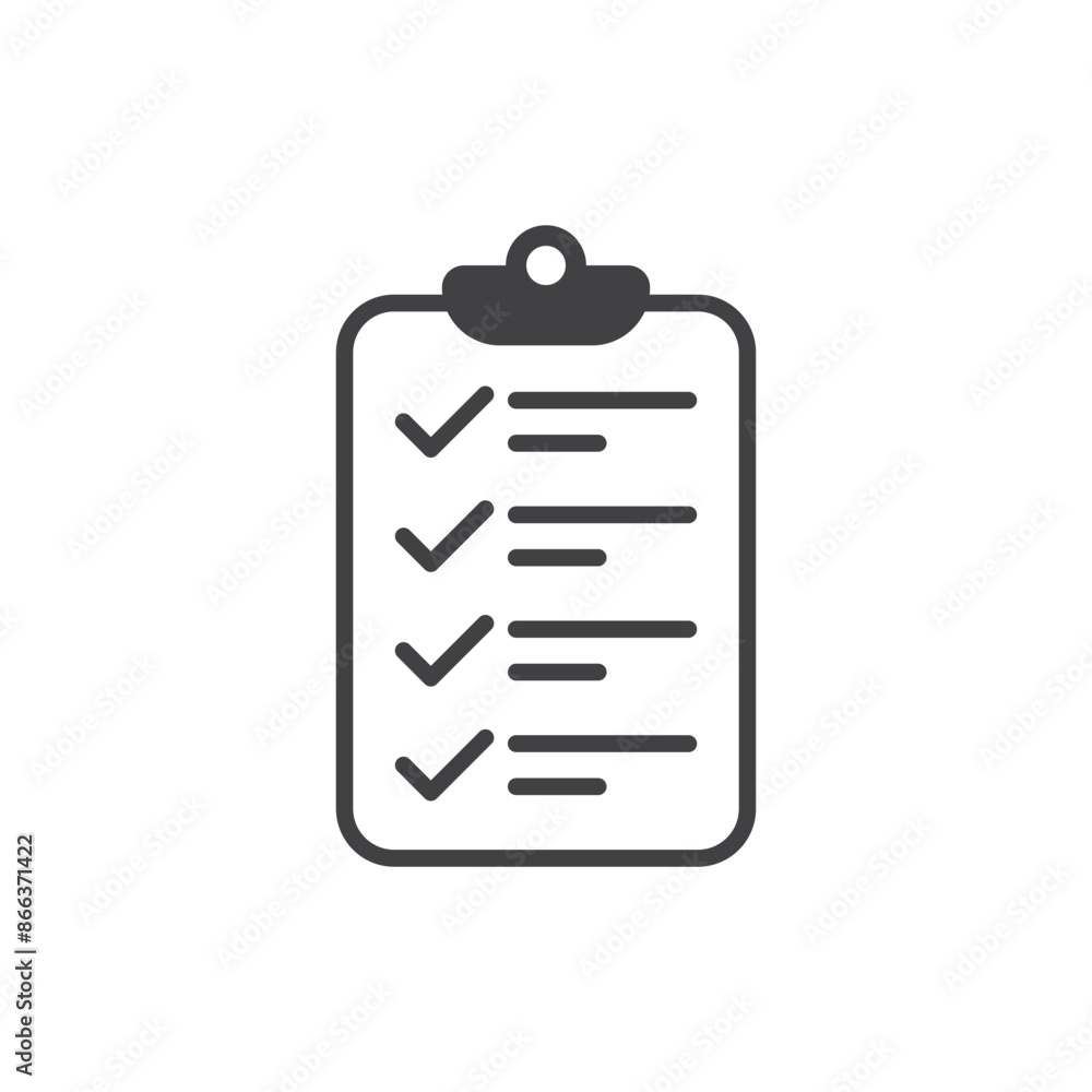 Poster clipboard with checklist icon in flat style. planning and organization of work vector illustration o