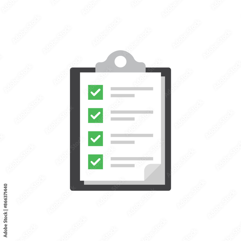 Poster clipboard with checklist icon in flat style. planning and organization of work vector illustration o