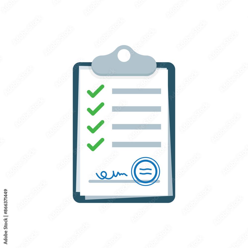 Poster clipboard with checklist icon in flat style. planning and organization of work vector illustration o