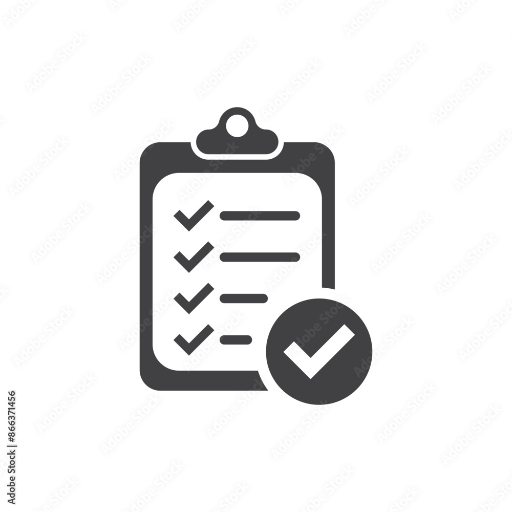 Poster clipboard with checklist icon in flat style. planning and organization of work vector illustration o