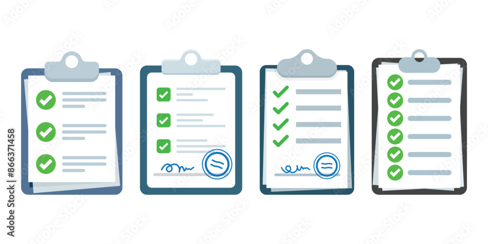 Poster clipboard with checklist icon in flat style. planning and organization of work vector illustration o