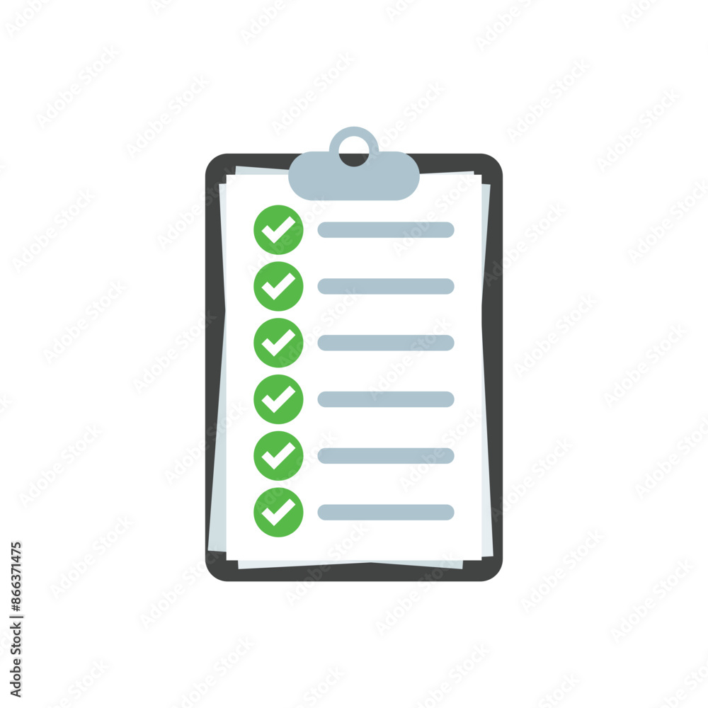 Poster clipboard with checklist icon in flat style. planning and organization of work vector illustration o