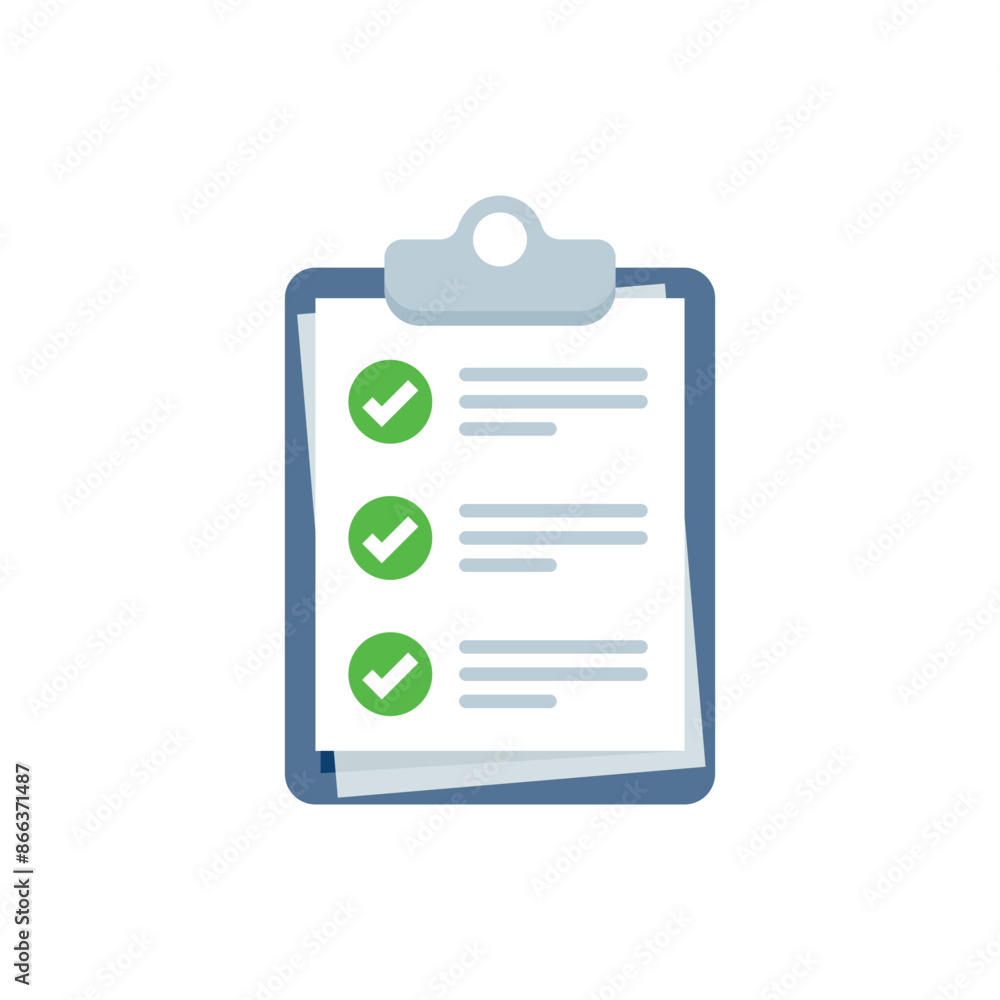 Poster clipboard with checklist icon in flat style. planning and organization of work vector illustration o