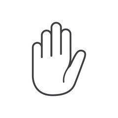 Stop sign with hand icon in flat style. Traffic control vector illustration on isolated background. Attention sign business concept.