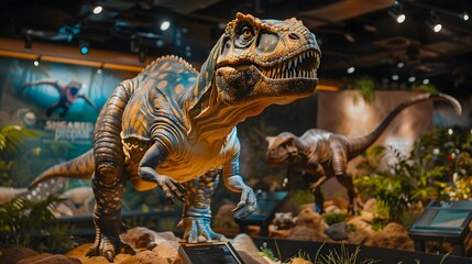 Fototapeta premium Immersive Dinosaur Exhibit in Children s Interactive Museum