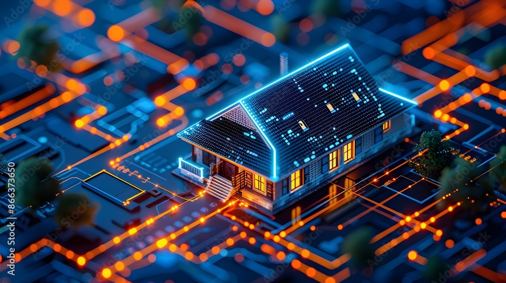 Poster smart home energy management system monitoring and optimizing electricity usage for efficient resour