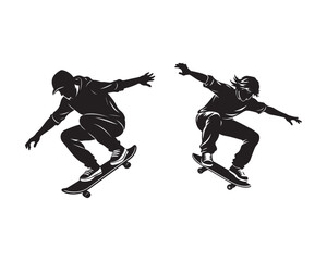 Skateboarder silhouette Victor Design Art with AI Generated 