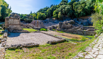 A view across the ancient ruins at Butrint, Albania in summertime