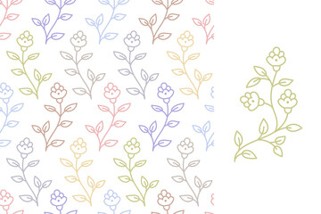Floral seamless pattern with delicate abstract flowers. Vector illustration pastel colors on white background.  stylized print for fabric, textile, card, invitation or wallpapers.