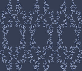 Vector damask floral seamless pattern in pastel blue colors. Print for fabric, textile, card, invitation or wallpapers.